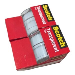 Two 2 Packs Scotch 3/4" x 250" Transparent Tape - 2 Rolls (4 Rolls Total)